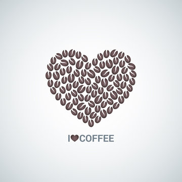 coffee beans love concept vector background