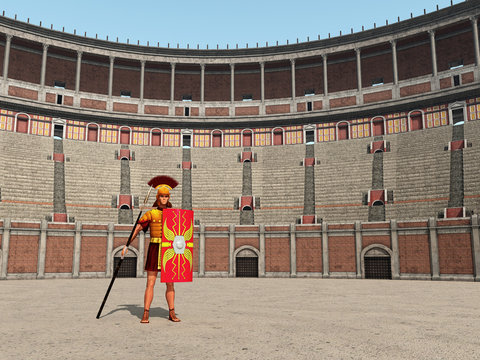 Kolosseum und Centurio im antiken Rom