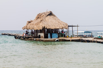 Bar on a pier on Palma island of San Bernardo archipelago, Colombia