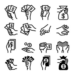 Money and Hand icon set