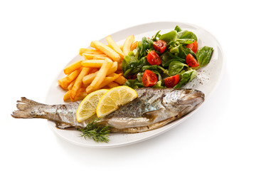Fish dish - roasted trout with vegetables 