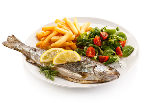 Fish dish - roasted trout with vegetables 