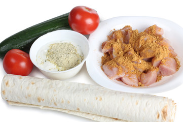 Mexican food ingredients on a white background