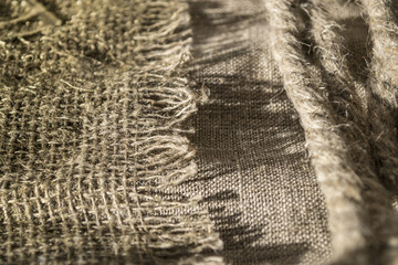 Background of linen fabric with rope

