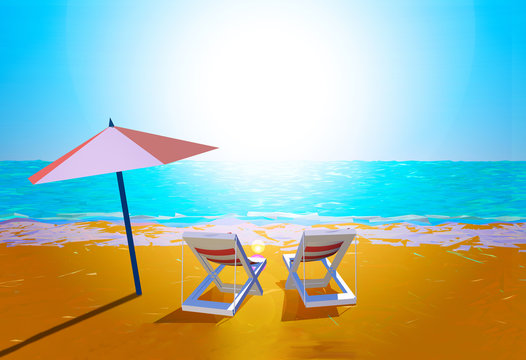 Chairs and umbrella on the beach