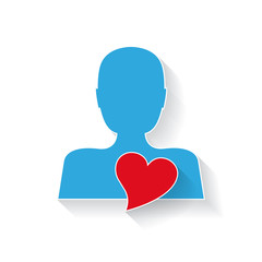 Vector heart in stylized man.