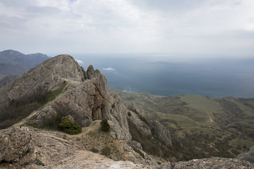 mystical misty mountain landscape rocky peak