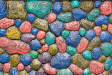 Colorful stone block wall background
