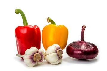 garlic, onion and sweet pepper