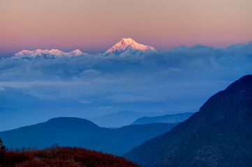 Sunrise on Mount Kanchenjugha, at Dawn, Sikkim