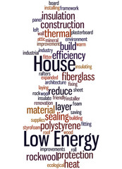 Low energy house, word cloud concept