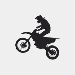 Fototapeta na wymiar Motocross drivers silhouette