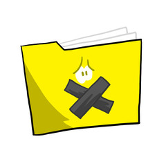 A file being gagged, held captive by ransomware, malware