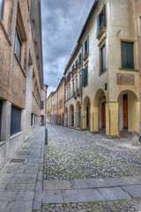 Fototapeta premium View along an old, narrow street in Padua, Italy.