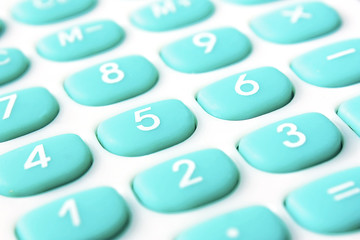 Calculator with turquoise color buttons