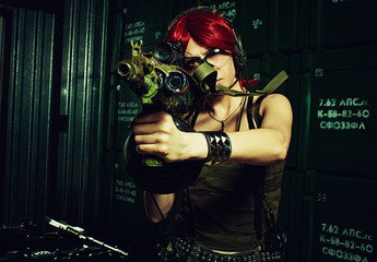 Redhead military girl