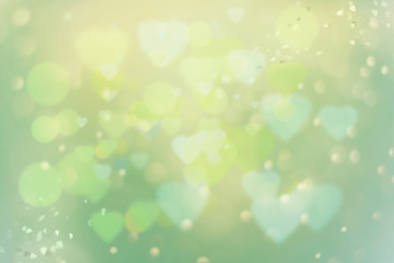 Hintergrund Textur Bokeh in Herzform hellgrün