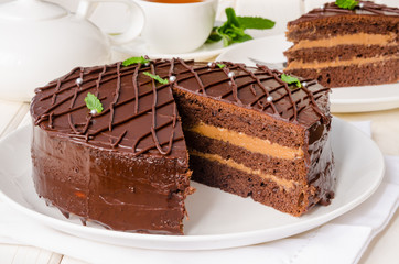 Chocolate layer cake with butter cream