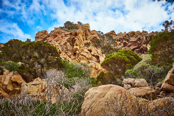 Stony desert in Italy / Looking up rocks in stony desert
