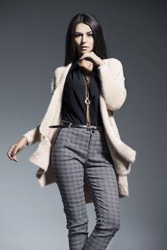 Woman in a pink coat