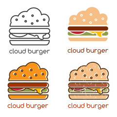 vector emblems set with concept of cloud burger