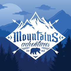 Vector mountain and outdoor adventures logo