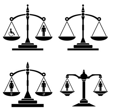 Balance de l'égalité en 4 icônes