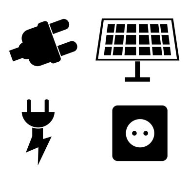 Electricit&eacute; en 4 ic&ocirc;nes