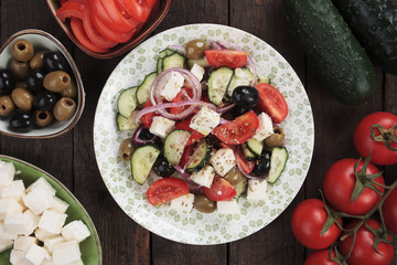Greek salad with feta cheese