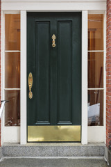 Obraz premium Front door, green with brass fixtures