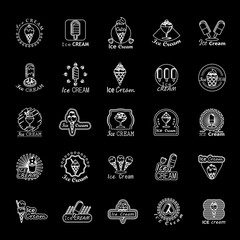 Ice Cream Icons Set - Isolated On Black Background - Vector Illustration, Graphic Design. For Web, Website, App