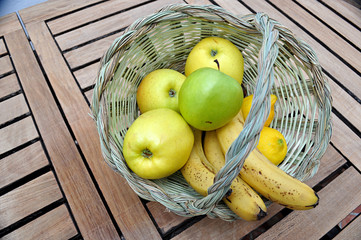 cane basket with fruits