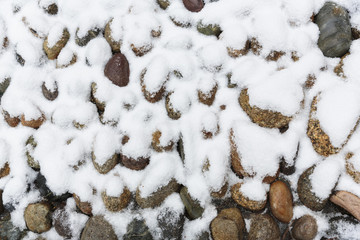 Cobblestone covered in snow