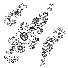 Henna tattoo flower template.Mehndi.
