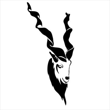 Modern outline capricorn goat face vector illustration. Can be u