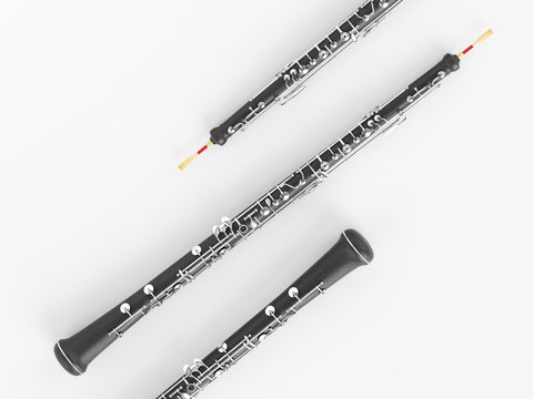 Oboe  on white 3D rendering