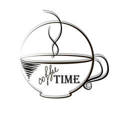 Simple line coffee cup logo vector illustration