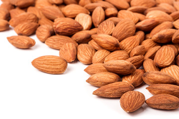 peeled almonds isolated on a white background 