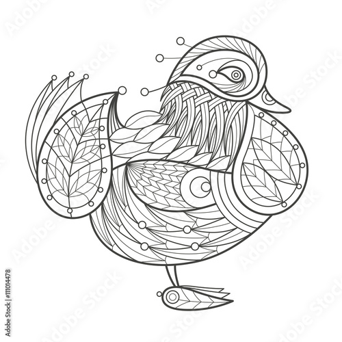 Download "Adult coloring. Bird mandarin duck." Stock image and ...