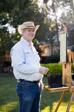 Male artist in Albin Polasek Museum and Sculpture Garden, Winter Park, Florida, USA