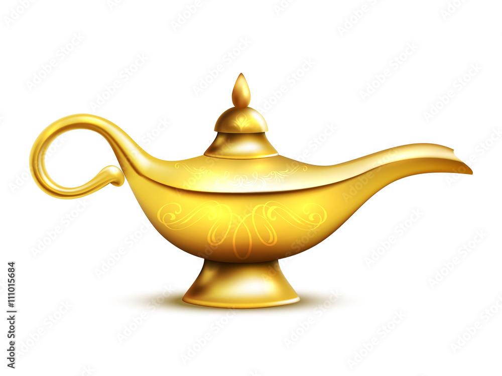 Sticker aladdin lamp isolated icon