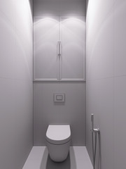 3D rendering of a bathroom in a modern classical style.