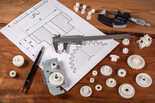 Technische Zeichnung und Zahnr&auml;der