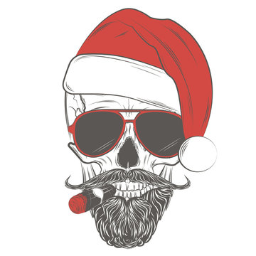 Santa Hipster skull