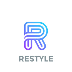 Letter R Logo design vector template. Font Lines Logotype