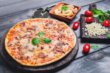 Fototapeta na wymiar pizza with mushrooms