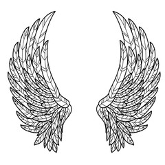 Эскиз татуировки ангельские крылья - obrazy, fototapety, plakaty