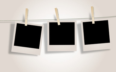 Photo Frames on Rope. Illustration on white background