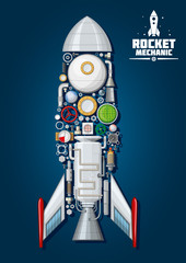 Rocket with detailed engine parts, body structure