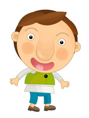 Beautifully colored cartoon character - young man waking up or going to sleep - isolated - illustration for children